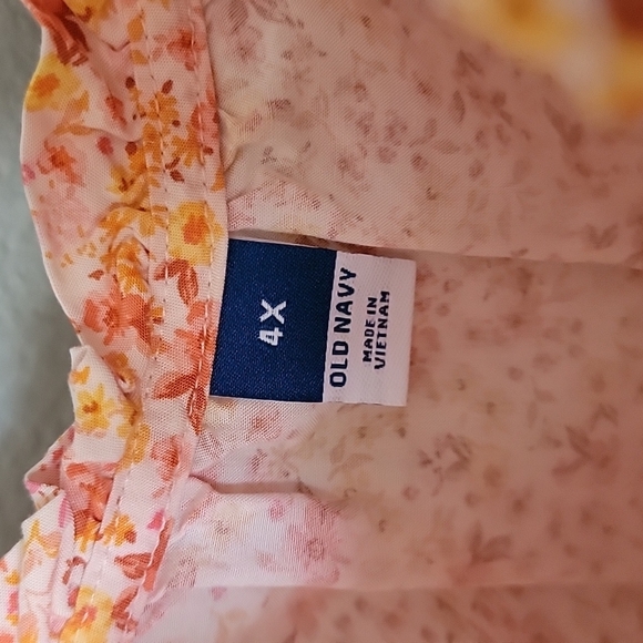 Old Navy 4X Spring Sweet Twee orange floral ruffle trim tank - Picture 5 of 9